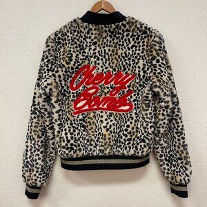 Guess Los Angeles "Cherry Bomb" Cheetah Print Bomber Jacket Sz Small